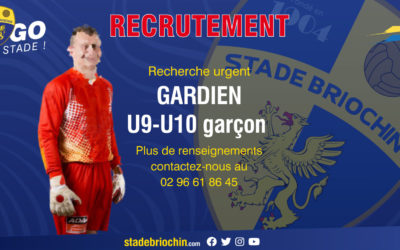 Urgent, le Stade Briochin recherche un gardien U9-U10